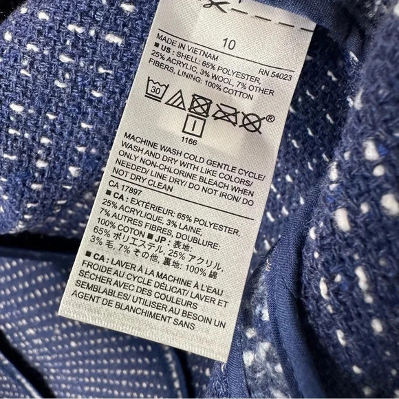 Banana Republic Blue Tweed Wool Blend Tie Belt Jacket Size 10 - Picture 9 of 10